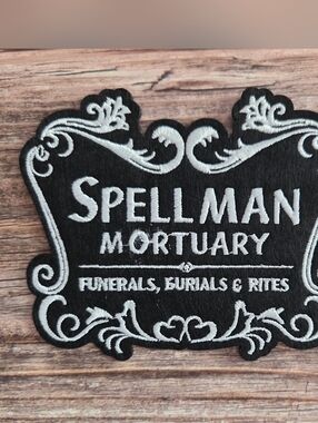 Mortuary Funeral Home  Morbid Death Goth Gothic Iron on Patch.